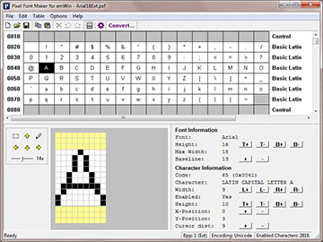 pixel font maker for emwin screenshot